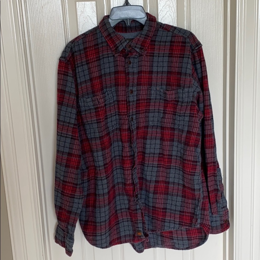 red and grey plaid flannel